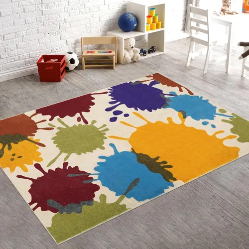 Miniatura 17 de STARUIA Alfombra de Área Colorida, Alfombra de Aula de 5'x7' para Niños, Alfombras Lavables con Salpicaduras de Pintura para Sala de Juegos, Tinta