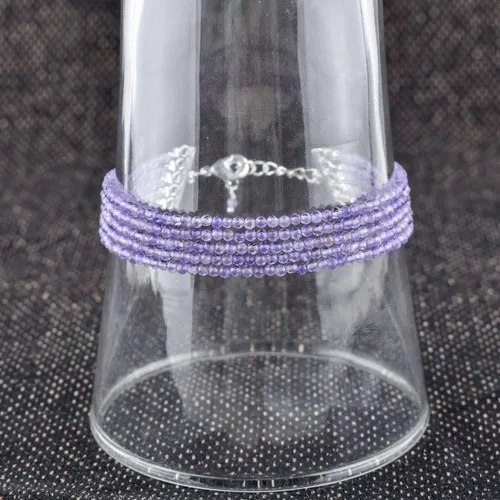 Miniatura 10 de YANARA Gemstone Bracelets For Women Birthstone, Natural Gemstone Layered Micro-Beads, Dainty Handmade Jewelry Chakra Energy Healing Crystals Silver