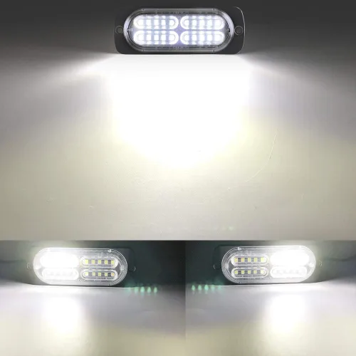 Miniatura 7 de 4 piezas de sincronización ultra delgada con 20 luces LED de advertencia de peligro de emergencia, luz estroboscópica, montaje en superficie blanca