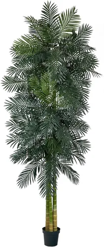 Miniatura 11 de Nearly Natural Palmera de caña dorada de 3 pies, árbol tropical artificial con fronds verdes realistas y tronco similar al bambú, incluye maceta