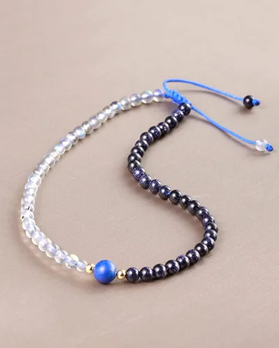 Miniatura 5 de Jewever Pulsera tobillera de piedra lunar con piedra arenisca azul para mujer, cristales curativos de energía, pulsera para mujer, gema de yoga