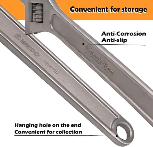 Miniatura 5 de WEDO Llave inglesa ajustable de acero inoxidable, anticorrosión, alta resistencia, mandíbulas fresadas de precisión para una máxima potencia