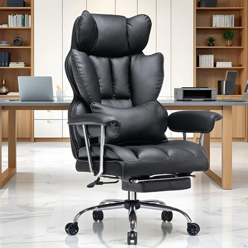 Miniatura 2 de Efomao Silla de Oficina Grande y Alta con Reposapiés 400LBS, Silla de Computadora de Cuero PU, Silla de Oficina Ejecutiva de Alta Resistencia