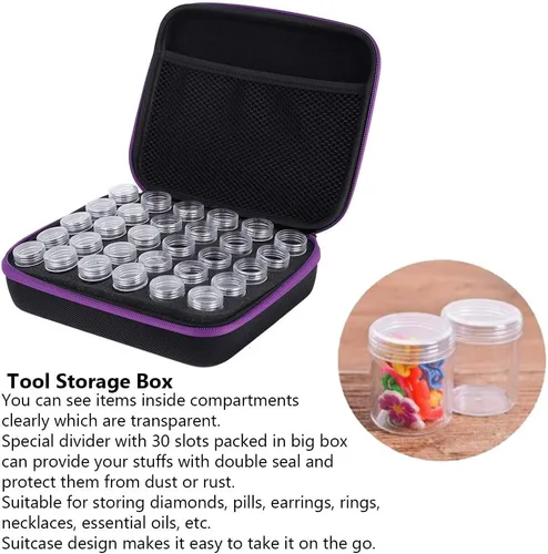 Miniatura 3 de LIZEALUCKY Contenedores de almacenamiento de pintura de alta capacidad, 60 ranuras, organizador de cuentas, caja de accesorios de pintura