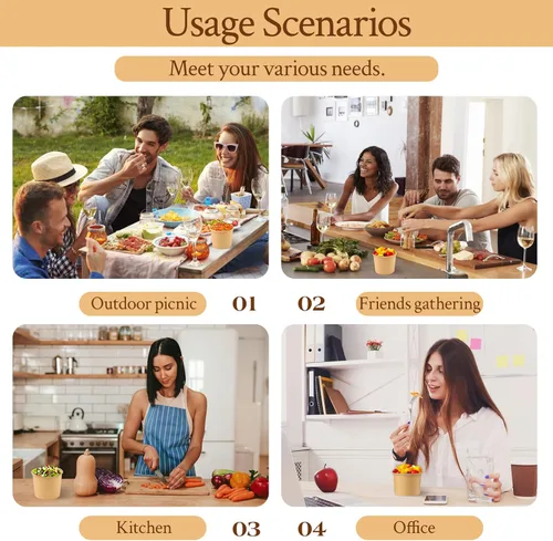 Miniatura 7 de Paquete de 50 recipientes de sopa de 12 onzas con tapas, cuencos de sopa de papel desechables, cuencos para llevar con tapas, cuencos de postre