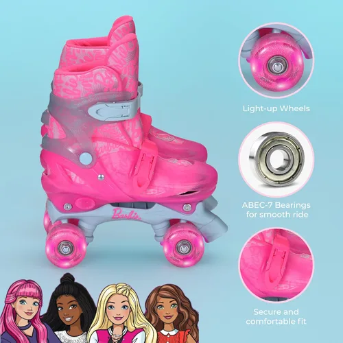 Miniatura 2 de Barbie 2in1 Kids Roller Skates, Transform from Quads to Inlines Skates, Durable Hardshell Boot, LED Wheels for Quads and Inlines, ABEC-7 Carbon