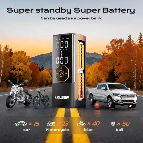 Miniatura 2 de Inflador de neumáticos, compresor de aire portátil, bomba de aire para neumáticos de automóvil, eléctrica, inalámbrica, 180 PS para automóvil