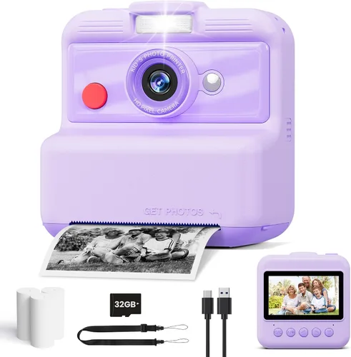 Miniatura 8 de Cámara de impresión instantánea para niños, cámara de impresión instantánea UHD de 48MP/2.5K, regalos de cumpleaños de Navidad para niñas y niños