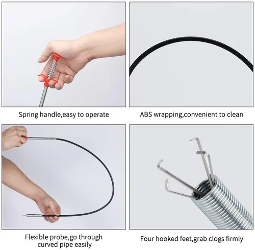 Miniatura 6 de DR.PEN Herramienta de recogida con garra flexible (herramienta de eliminación de obstrucciones en desagües), con 4 garras de manguera flexible