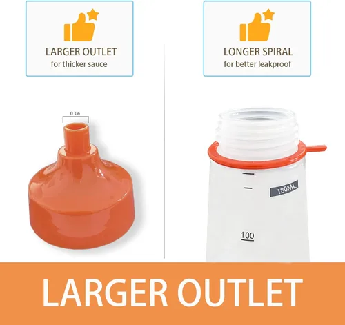 Miniatura 3 de Botellas de chorro para condimentos para salsas de plástico – (2 piezas, 6 onzas) botellas de ketchup con parte superior para pintar líquidos