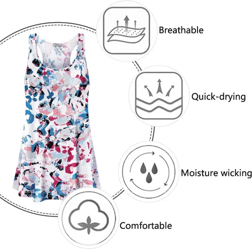 Miniatura 32 de Cestyle - Camiseta sin mangas para mujer, cuello redondo, corte holgado, para entrenamiento