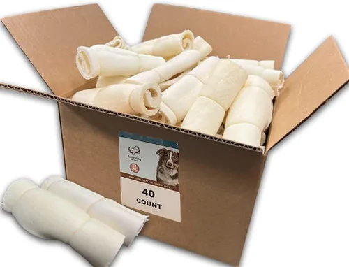 Miniatura 7 de Amazing Dog Treats - Rollos de mejillas de ternera (4 pulgadas regulares - 8 piezas) - Masticables alternativos seguros de cuero crudo para perros