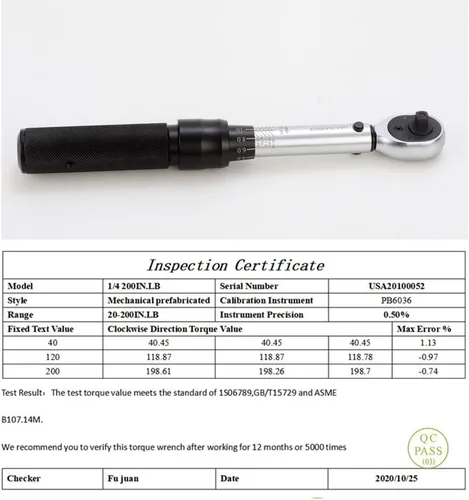 Miniatura 5 de FLZOSPER Llave dinamométrica de clic ajustable de doble dirección de 1/4 pulgadas, 17.7-221.1 ft.-lb./ 2~25 N/m