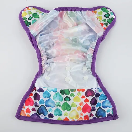 Miniatura 4 de Pañal para bebé, talla única, 10 libras a 36 libras para niñas (corazones arcoíris)