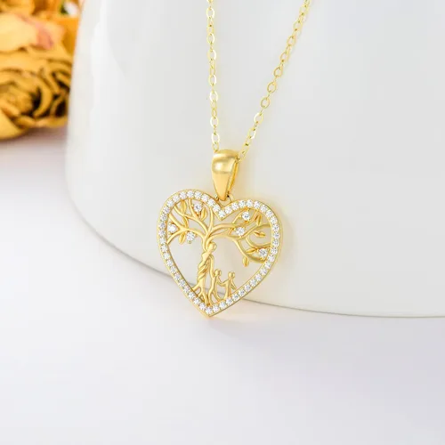 Miniatura 3 de Blocaci Collares de oro de 14 quilates para madre e hijo, collar con colgante de árbol de la vida, joyería con moissanita, regalos para mujeres