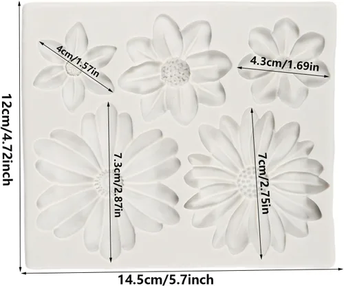 Miniatura 2 de Molde de silicona con diseño de flores de margarita, crisantemo, para decoración de pasteles, chocolate, cupcakes, caramelo, azúcar, manualidades