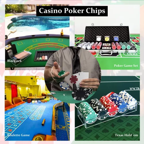 Miniatura 9 de SEETOOOGAMES 100 piezas de 0.41 oz de arcilla compuesta de dados a rayas casino fichas de póquer - 4 colores (rojo, verde, blanco y azul)