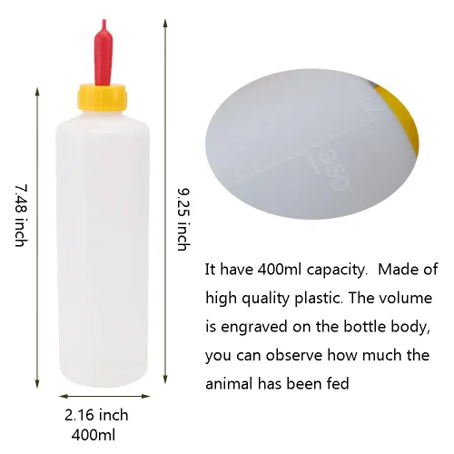 Miniatura 2 de Juego de pezón y biberones de cabra, 12 piezas de bebida de leche para animales pequeños, 2 piezas de 13.5 fl oz, kit de biberón de cordero