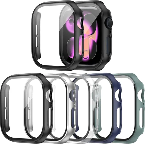 Miniatura 9 de Paquete de 14 fundas para Apple Watch Series 3 2 1 de 38 mm con protector de pantalla de vidrio templado, funda protectora totalmente rígida