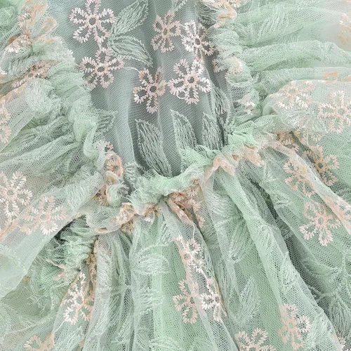 Miniatura 6 de Ursobutegl Mameluco de princesa para bebé recién nacida, vestido de malla bordado, elegante, tutú con falda, overol para cumpleaños