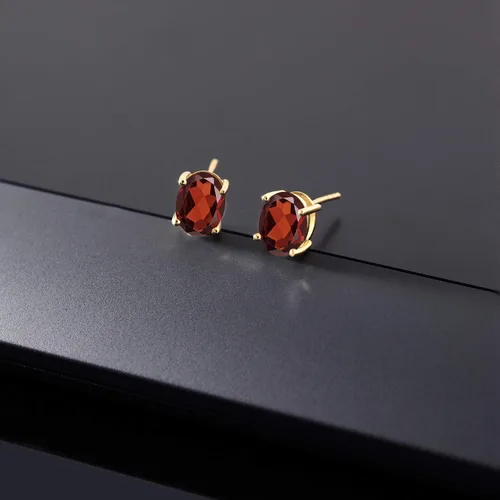 Miniatura 65 de Gem Stone King Aretes de oro de 14 quilates con piedra natal ovalada de 0.315 x 0.236 in Aretes de oro para mujer