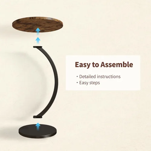 Miniatura 7 de C Shaped Side Table End Table Round Small Side Tables with Metal Frame for Sofa Bed Couch TV Tray Tables for Living Room Bedroom Small Spaces