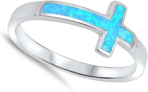 Miniatura 2 de ELIJA SU COLOR Anillo de plata con diseño de cruz