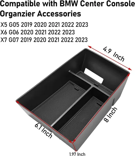 Miniatura 3 de Jaronx Compatible con BMW X5 G05/X6 G06/X7 G07 Organizador de consola central, bandeja organizadora de almacenamiento compatible con BMW X5 G05/X7