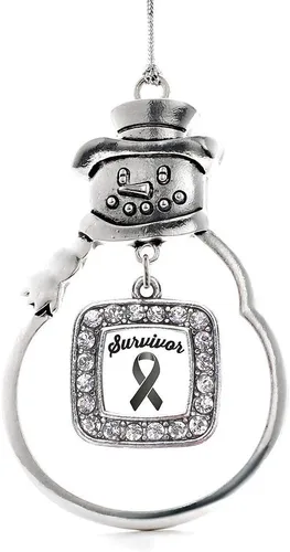 Miniatura 192 de Inspired Silver - Adorno de rodillo de reina - Adorno cuadrado de plata con muñeco de nieve con joyas de circonita cúbica