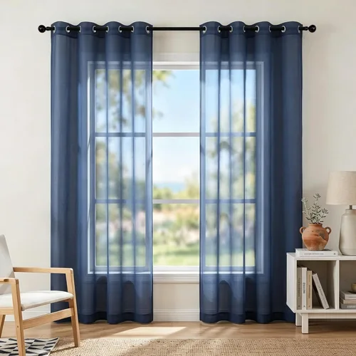 Miniatura 23 de KOUFALL Cortinas traslúcidas de 120 pulgadas de 2 paneles con ojales, juego extra largo de 10 pies de largo, cortinas altas para ventana grande, 52