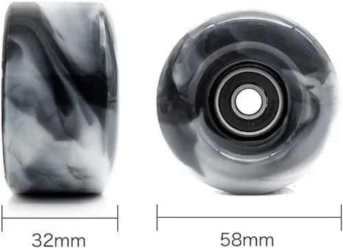 Miniatura 4 de Paquete de 8 ruedas para patines con rodamientos instalados con 2 topes de dedos para patinaje de doble fila, 82A 1.260 in x 2.283 in (rojo)