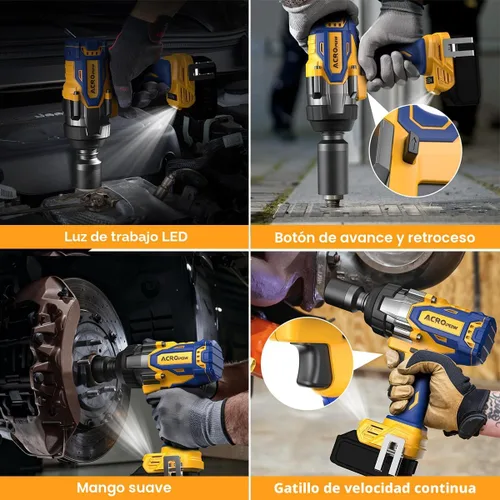 Miniatura 6 de Llave de impacto inalámbrica compatible con batería DEWALT de 20 V MAX, destornillador de impacto de alto par sin escobillas de 3/4 pulgadas, 1850