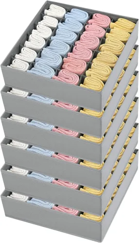 Miniatura 16 de Joyoldelf Organizador de cajones para calcetines, organizador de ropa interior, organizador de 16 celdas de tela, cajas de almacenamiento para Gris