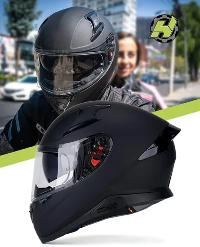 Miniatura 2 de Hax - Casco integral de motocicleta y de moto de calle con doble aleta trasera y clavos de plástico para Pinlock Ready, para adultos, aprobado por