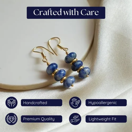 Miniatura 4 de Gempires - Aretes ligeros con cuentas hechas a mano, hipoalergénicos, chapados en oro, aretes colgantes para mujer