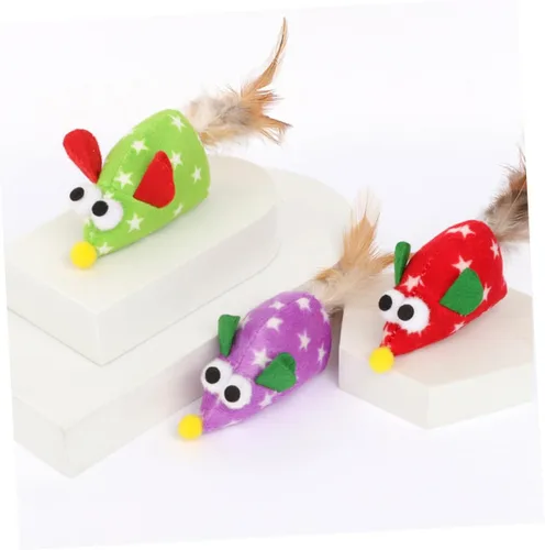 Miniatura 9 de Angoily 3pcs Plume Mouse Cat Interactive Chew Playthings for Kittens Pet Teasing Fun Stimulating Activity