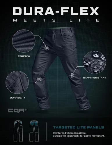 Miniatura 232 de CQR – Pantalones tácticos elásticos tipo cargo para hombre, resistentes al agua, de tela ripstop (antidesgarros), ligeros, ideales para uso diario