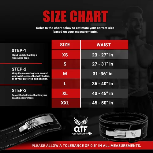Miniatura 7 de QTF 'S - Cinturón de palanca para levantamiento de pesas para hombres y mujeres, hecho de cuero grueso, cinturón de entrenamiento de gimnasio, ideal