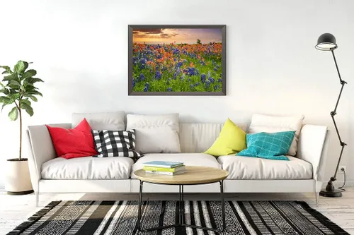 Kit de pintura de diamante 5D para manualidades, diseño de arándanos de Texas, pincel indio, flor silvestre, 12 x 16 pulgadas, para adultos, con