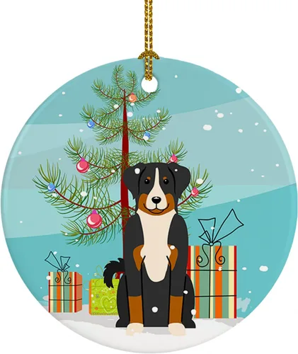 Miniatura 12 de Caroline's Treasures Adorno de cerámica para árbol de Navidad, Laika Spitz de Siberia Occidental, decoración colgante para árbol de Navidad