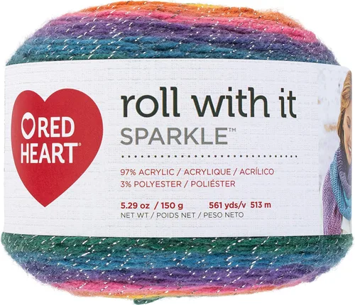 Miniatura 22 de Red Heart Roll with It Sparkle - Hilo de amatista – Paquete de 3 unidades de 5.29 oz/5.3 onzas, mezcla acrílica, 4 medianos (peinado), 561 yardas