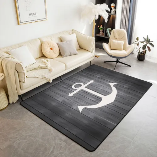Anchor Decor - Juego de alfombras para sala de estar, alfombra decorativa con temática náutica para niños y niñas, diseño de aventura marina,