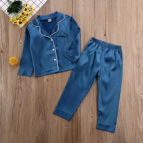 Miniatura 75 de Conjunto de pijama de manga larga con botones para niña pequeña, conjunto de ropa de dormir