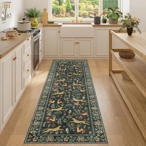 Miniatura 152 de DUKINO Alfombra de área de 6 x 9 pies, alfombra floral para sala de estar, ligera, antideslizante, lavable, alfombra de interior de pelo bajo