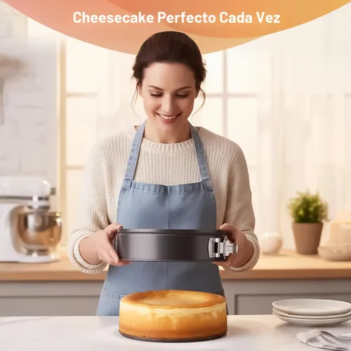 Miniatura 3 de RFAQK Molde Desmoldable Antiadherente de 9 Pulgadas – Molde Desmoldable para Tarta de Queso con Parte Inferior Extraíble, Espátula de Glaseado
