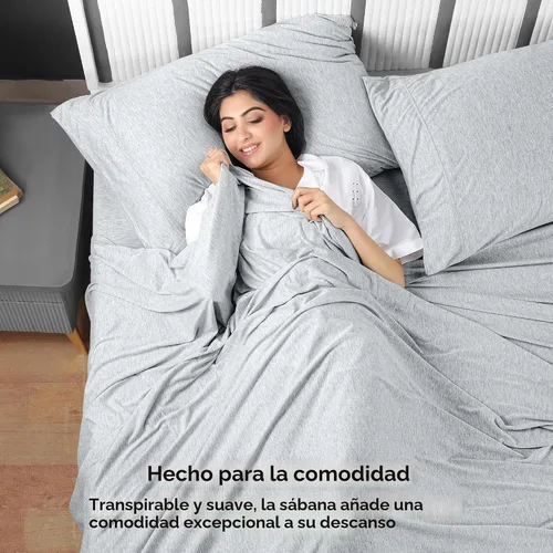 Miniatura 7 de Utopia Bedding Juego de sábanas tamaño individual – Sábanas de punto de jersey de 3 piezas – Algodón – Sábanas elásticas suaves para camiseta Gris