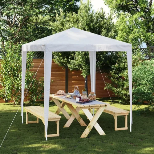 Miniatura 2 de vidaXL vidaXL - Tienda de campaña para fiestas, tienda de campaña al aire libre con techo, glorieta de patio con marco de acero, sombrilla de Blanco