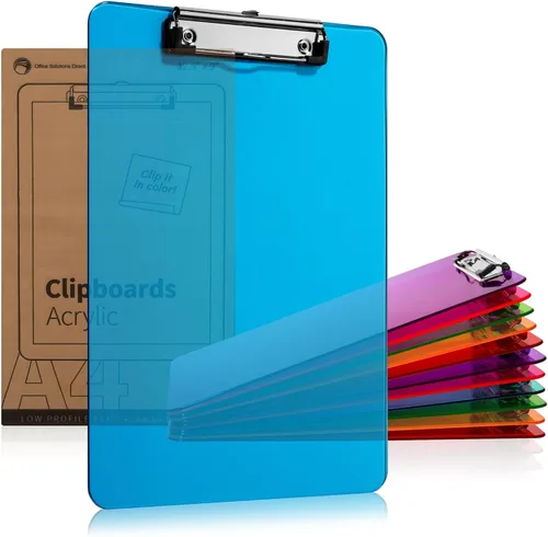 Miniatura 10 de Portapapeles de plástico con clip de perfil bajo, juego de 6 portapapeles de plástico multicolor a granel de 12.5 x 9 pulgadas, tableros de clip