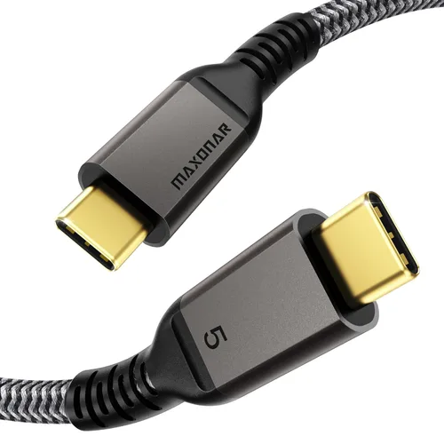 Miniatura 9 de Maxonar Cable Thunderbolt 5 de 1 pie de 80 Gbps, aumento de ancho de banda de hasta 120 Gbps, potencia de 240 W, pantalla dual de 8 K, compatible