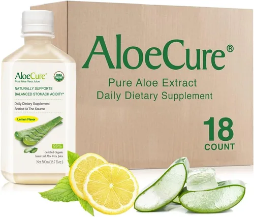 Miniatura 14 de AloeCure USDA - Jugo orgánico de aloe vera sabor a limón, fabricado dentro de las 12 horas de cosecha, suplemento digestivo natural para una acidez